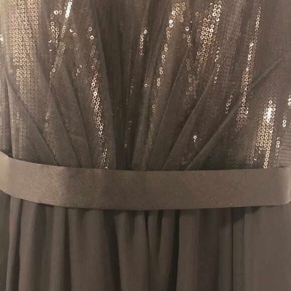 White Vera Wang maxi women size 6 sheer bodice lining stays black holiday event - Picture 2 of 6